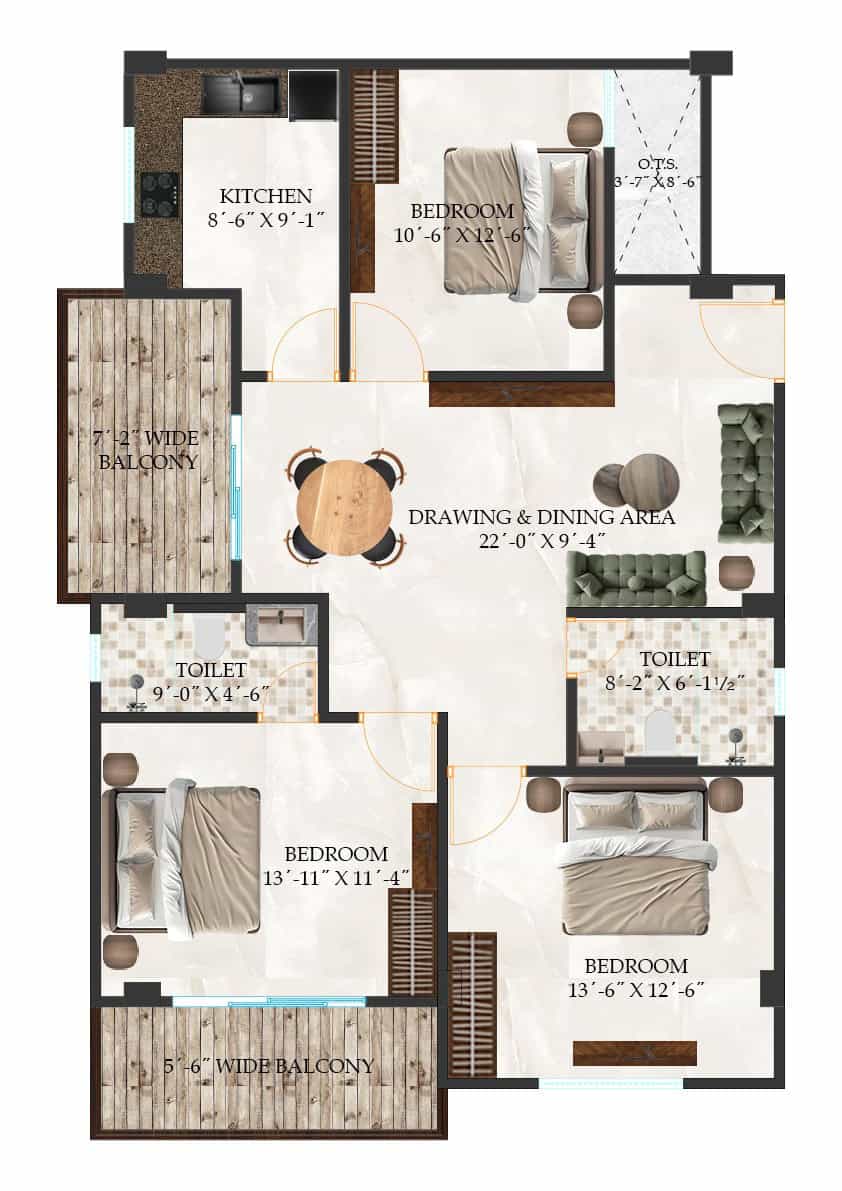 Apartment/Flat for sale in Varanasi  : Spacious 2 & 3 BHK Home